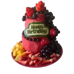 Birthday 3-tier watermelon cake with small platter